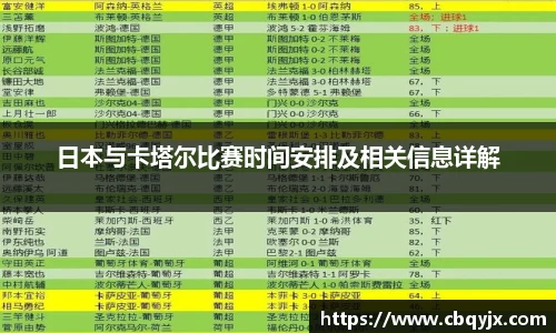 日本与卡塔尔比赛时间安排及相关信息详解